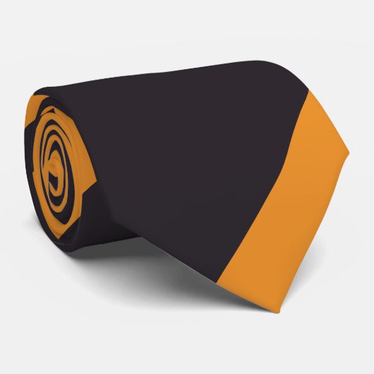 Zwarte en Oranje brede streep Stropdas (Opgerold)