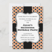 Zwarte en Oranje Chevron Halloween Birthday Party Kaart (Voorkant)