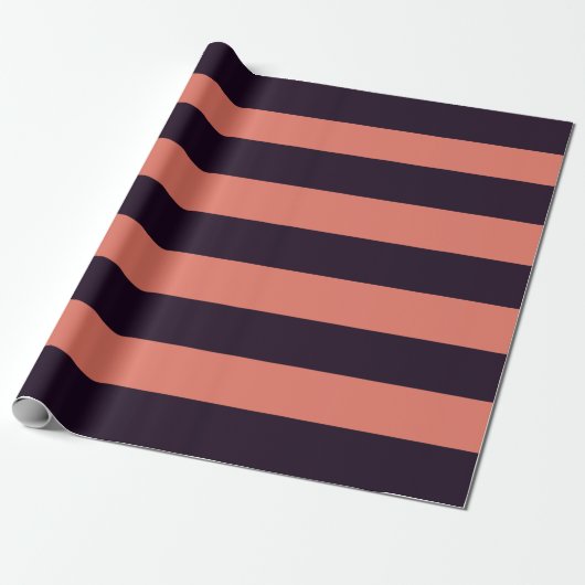 Zwarte en Oranje Cool Tone Awning Stripes Cadeaupapier (Uitgerold)