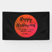 Zwarte en Oranje Enge Volle Maan Happy Halloween Spandoek (Horizontaal)