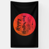 Zwarte en Oranje Enge Volle Maan Happy Halloween Spandoek (Verticaal)
