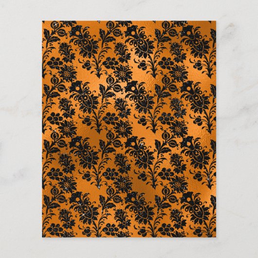 Zwarte en Oranje Floral Gothic Wedding Flyer (Achterkant)