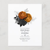Zwarte en Oranje Floral Gothic Wedding Flyer (Voorkant)
