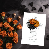 Zwarte en Oranje Floral Gothic Wedding Kaart
