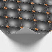 Zwarte en Oranje gem-lederen patroon Cadeaupapier (Hoek)