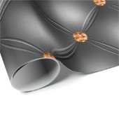 Zwarte en Oranje gem-lederen patroon Cadeaupapier (Rol Hoek)