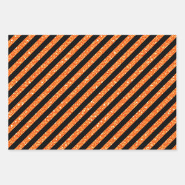 ZWARTE EN ORANJE GLITTER KIJKEN HALLOEEN INPAKPAPIER VEL