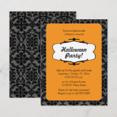 Zwarte en Oranje gotische Halloween-feestuitnodigi Kaart (Voorkant / Achterkant)