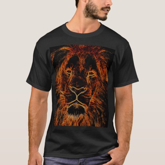 Zwarte en Oranje graffiti Lion Head T-shirt (Voorkant)