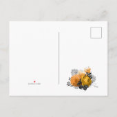  zwarte en Oranje Halloween Floral Wedding Aankondigingskaart (Achterkant)