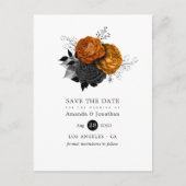  zwarte en Oranje Halloween Floral Wedding Aankondigingskaart (Voorkant)