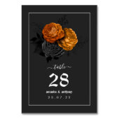 zwarte en Oranje Halloween Floral Wedding Kaart (Achterkant)