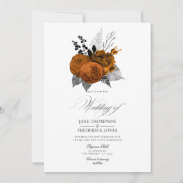  zwarte en Oranje Halloween Floral Wedding Kaart