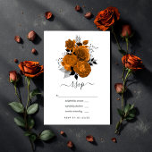  zwarte en Oranje Halloween Floral Wedding RSVP Kaartje