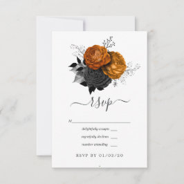  zwarte en Oranje Halloween Floral Wedding RSVP Kaartje