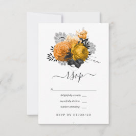  zwarte en Oranje Halloween Floral Wedding RSVP Kaartje