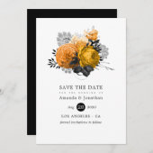  zwarte en Oranje Halloween Floral Wedding Save The Date (Voorkant / Achterkant)