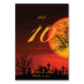 Zwarte en oranje Halloween-huwelijkstafel nummers Kaart (Achterkant)