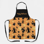 Zwarte en Oranje Halloween Spooky Trees Huizen Schort (Voorkant)