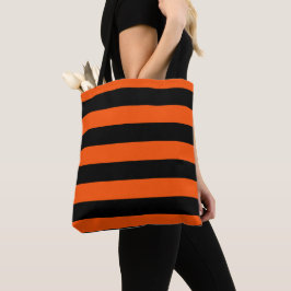 Zwarte en oranje Halloween strepen Tote Bag
