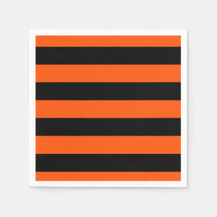 Zwarte en Oranje Halloween Stripes Servet