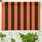Zwarte en Oranje Halloween Stripes Theedoek (Gevouwen)