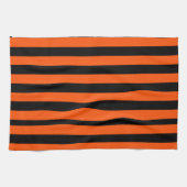 Zwarte en Oranje Halloween Stripes Theedoek (Horizontaal)