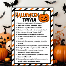 Zwarte en Oranje Halloween Trivia Game Kaart