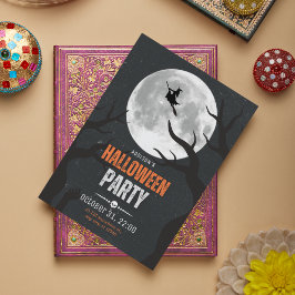 Zwarte en Oranje Halloween volle maan Briefkaart