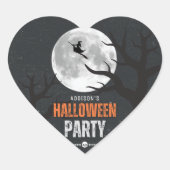 Zwarte en Oranje Halloween volle maan Hart Sticker (Voorkant)