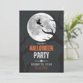 Zwarte en Oranje Halloween volle maan Kaart (Staand voorkant)