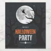 Zwarte en Oranje Halloween volle maan Wijn Etiket (Enkel label)