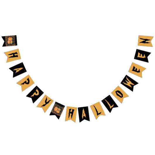 Zwarte en oranje Happy Halloween Bunting Banner (Alle)
