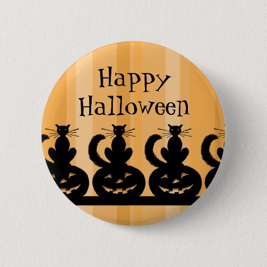 Zwarte en Oranje Happy Halloween Pin Ronde Button 5,7 Cm (Voorkant)