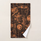 Zwarte en Oranje haunted Halloween Bad Handdoek (Handdoek)