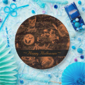 Zwarte en Oranje haunted Halloween Papieren Bordje (Feest)