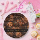 Zwarte en Oranje haunted Halloween Papieren Bordje (Feest)