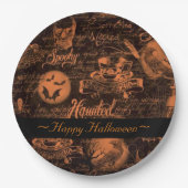 Zwarte en Oranje haunted Halloween Papieren Bordje (Voorkant)
