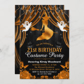 Zwarte en Oranje heks en gordijn 21e verjaardag Kaart (Voorkant / Achterkant)