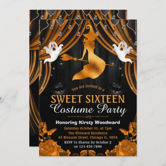 Zwarte en Oranje heks en gordijnen van shimmer, ge Kaart (Voorkant / Achterkant)