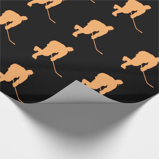 ZWARTE EN ORANJE HOCKEY CADEAUPAPIER (Hoek)