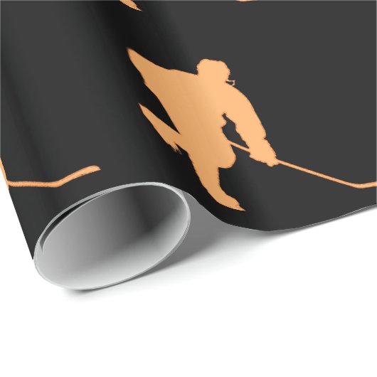 ZWARTE EN ORANJE HOCKEY CADEAUPAPIER (Rol Hoek)