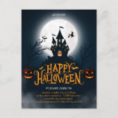 Zwarte en Oranje illustratieve Happy Halloween Briefkaart (Voorkant)