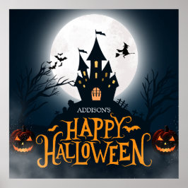 Zwarte en Oranje illustratieve Happy Halloween Poster