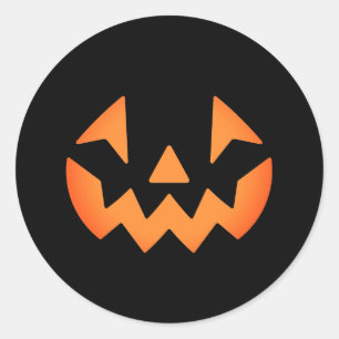 Zwarte en Oranje Jack-o-lantaarn pompoen gezicht Ronde Sticker