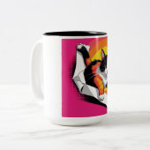 Zwarte en Oranje Kat Koffie Mok (Voorkant links)