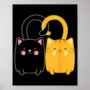 Zwarte En Oranje Katten Valentijn Gember Kat Valen Poster