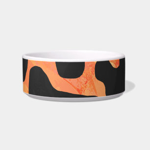 Zwarte en oranje koeienprint voerbakje