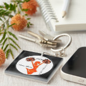 Zwarte en Oranje Kop-Sleutelhangers met 3 TEKSTVAK Sleutelhanger (Voorkant Rechts)