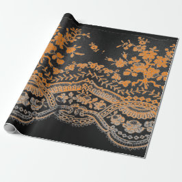 ZWARTE EN ORANJE LACE-overvulpapier Cadeaupapier